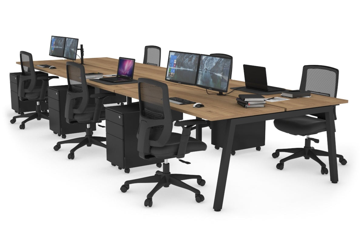 Quadro 6 Person Office Workstations [1200L x 700W] Jasonl black leg salvage oak none