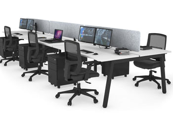 Quadro 6 Person Office Workstations [1200L x 700W] Jasonl black leg white light grey echo panel (400H x 1200W)