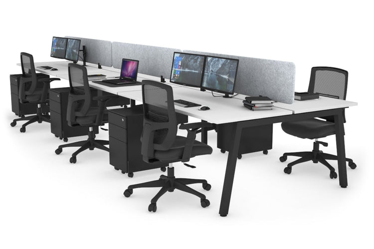Quadro 6 Person Office Workstations [1200L x 700W] Jasonl black leg white light grey echo panel (400H x 1200W)