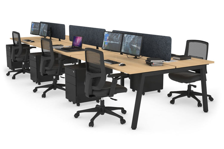 Quadro 6 Person Office Workstations [1400L x 700W] Jasonl black leg maple dark grey echo panel (400H x 1200W)