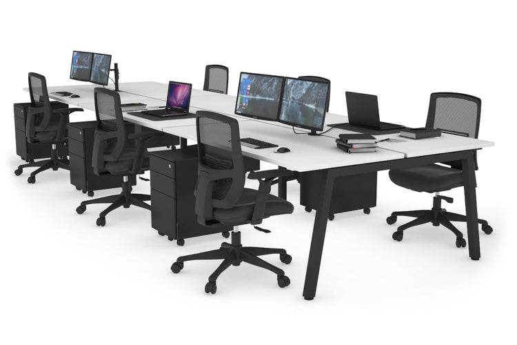 Quadro 6 Person Office Workstations [1400L x 700W] Jasonl black leg white none
