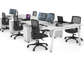 Quadro 6 Person Office Workstations [1800L x 700W] Jasonl white leg white none