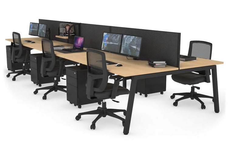 Quadro 6 Person Office Workstations [1800L x 800W with Cable Scallop] Jasonl black leg maple moody charcoal (500H x 1800W)