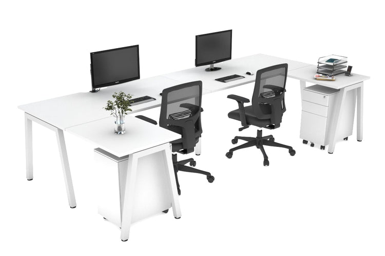 Quadro A Leg 2 Person Corner Workstations - U Configuration - White Frame [1600L x 1800W with Cable Scallop] Jasonl white none none