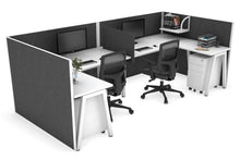  - Quadro A Legs 2 Person Corner Workstation - U Configuration - White Frame [1600L x 1800W with Cable Scallop] - 1