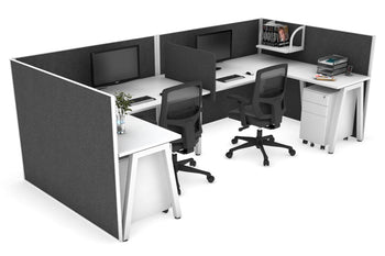  - Quadro A Legs 2 Person Corner Workstation - U Configuration - White Frame [1600L x 1800W with Cable Scallop] - 1