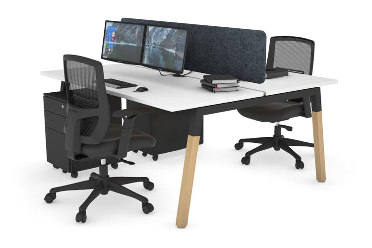 Quadro A Leg 2 Person Office Workstations - Wood Leg Cross Beam [1200L x 700W] Jasonl black leg white dark grey echo panel (400H x 1200W)