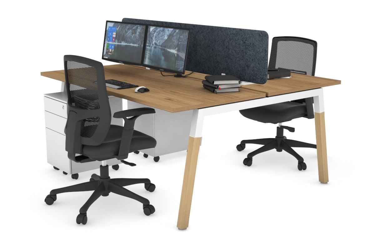 Quadro A Leg 2 Person Office Workstations - Wood Leg Cross Beam [1200L x 700W] Jasonl white leg salvage oak dark grey echo panel (400H x 1200W)