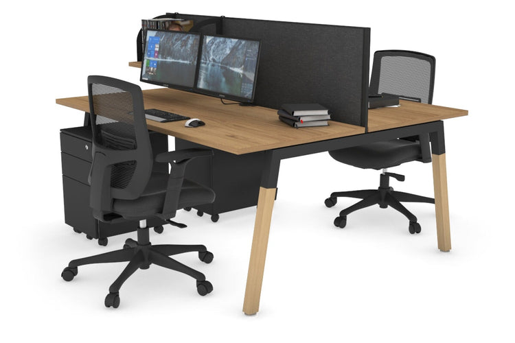 Quadro A Leg 2 Person Office Workstations - Wood Leg Cross Beam [1200L x 700W] Jasonl black leg salvage oak moody charcoal (500H x 1200W)