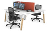 Quadro A Legs 2 Person Office Workstation - Wood Legs Cross Beam [1600L x 800W with Cable Scallop] - Thumbnail 7 