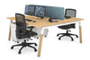 Quadro A Legs 2 Person Office Workstation - Wood Legs Cross Beam [1600L x 800W with Cable Scallop] - Thumbnail 16 
