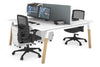 Quadro A Legs 2 Person Office Workstation - Wood Legs Cross Beam [1600L x 800W with Cable Scallop] - Thumbnail 11 