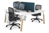 Quadro A Legs 2 Person Office Workstation - Wood Legs Cross Beam [1600L x 800W with Cable Scallop] - Thumbnail 10 