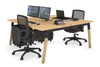 Quadro A Legs 2 Person Office Workstation - Wood Legs Cross Beam [1600L x 800W with Cable Scallop] - Thumbnail 54 
