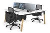 Quadro A Legs 2 Person Office Workstation - Wood Legs Cross Beam [1600L x 800W with Cable Scallop] - Thumbnail 45 