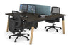 Quadro A Legs 2 Person Office Workstation - Wood Legs Cross Beam [1600L x 800W with Cable Scallop] - Thumbnail 77 