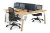 Quadro A Legs 2 Person Office Workstation - Wood Legs Cross Beam [1600L x 800W with Cable Scallop] - Thumbnail 15 