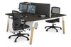 Quadro A Legs 2 Person Office Workstation - Wood Legs Cross Beam [1600L x 800W with Cable Scallop] - Thumbnail 42 
