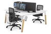 Quadro A Legs 2 Person Office Workstation - Wood Legs Cross Beam [1600L x 800W with Cable Scallop] - Thumbnail 12 