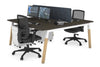 Quadro A Legs 2 Person Office Workstation - Wood Legs Cross Beam [1600L x 800W with Cable Scallop] - Thumbnail 35 