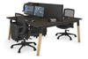 Quadro A Legs 2 Person Office Workstation - Wood Legs Cross Beam [1600L x 800W with Cable Scallop] - Thumbnail 83 