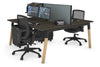 Quadro A Legs 2 Person Office Workstation - Wood Legs Cross Beam [1600L x 800W with Cable Scallop] - Thumbnail 82 