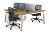 Quadro A Legs 2 Person Office Workstation - Wood Legs Cross Beam [1600L x 800W with Cable Scallop] - Thumbnail 24 