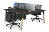 Quadro A Legs 2 Person Office Workstation - Wood Legs Cross Beam [1600L x 800W with Cable Scallop] - Thumbnail 75 