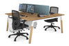 Quadro A Legs 2 Person Office Workstation - Wood Legs Cross Beam [1600L x 800W with Cable Scallop] - Thumbnail 26 