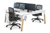 Quadro A Legs 2 Person Office Workstation - Wood Legs Cross Beam [1600L x 800W with Cable Scallop] - Thumbnail 5 