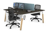 Quadro A Legs 2 Person Office Workstation - Wood Legs Cross Beam [1600L x 800W with Cable Scallop] - Thumbnail 36 