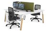 Quadro A Legs 2 Person Office Workstation - Wood Legs Cross Beam [1600L x 800W with Cable Scallop] - Thumbnail 9 