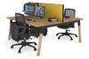Quadro A Legs 2 Person Office Workstation - Wood Legs Cross Beam [1600L x 800W with Cable Scallop] - Thumbnail 69 