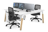 Quadro A Legs 2 Person Office Workstation - Wood Legs Cross Beam [1600L x 800W with Cable Scallop] - Thumbnail 4 
