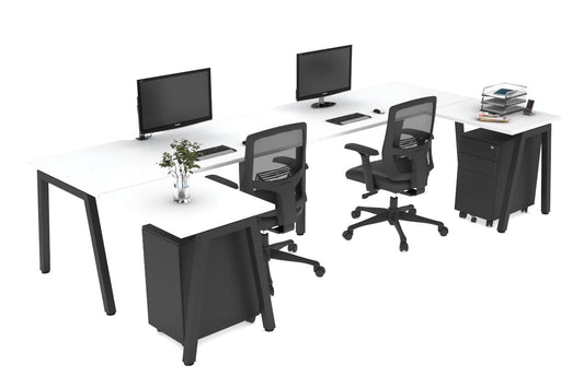 Quadro A Leg 2 Person Corner Workstations - U Configuration - Black Frame [1800L x 1800W with Cable Scallop] Jasonl white none none