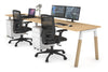 Quadro A Legs 2 Person Run Office Workstation - Wood Legs Cross Beam [1200L x 700W] - Thumbnail 3 