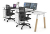 Quadro A Legs 2 Person Run Office Workstation - Wood Legs Cross Beam [1200L x 700W] - Thumbnail 1 
