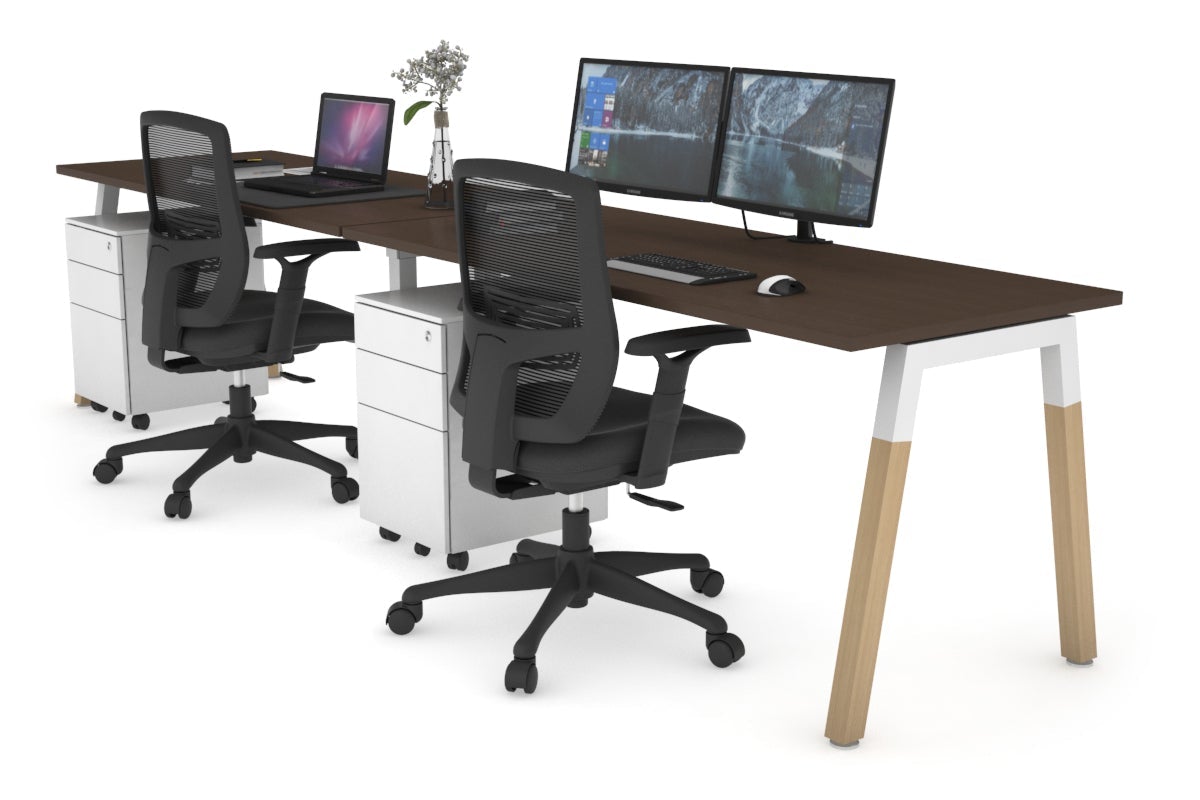 Quadro A Leg 2 Person Run Office Workstations - Wood Leg Cross Beam [1600L x 700W] Jasonl white leg wenge 