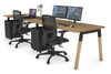 Quadro A Legs 2 Person Run Office Workstation - Wood Legs Cross Beam [1600L x  800W with Cable Scallop] - Thumbnail 10 