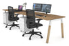 Quadro A Legs 2 Person Run Office Workstation - Wood Legs Cross Beam [1800L x  800W with Cable Scallop] - Thumbnail 4 