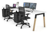 Quadro A Legs 2 Person Run Office Workstation - Wood Legs Cross Beam [1800L x  800W with Cable Scallop] - Thumbnail 7 