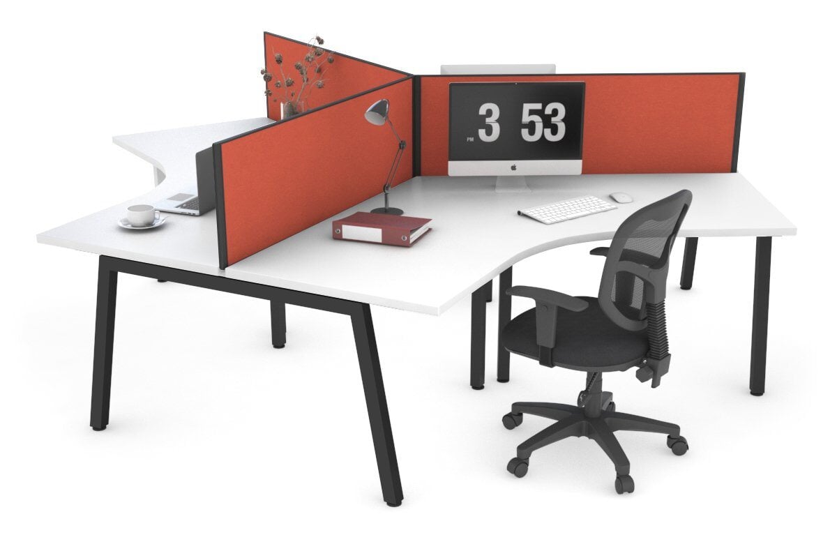 Quadro A Leg 3 Person 120 Degree Office Workstations Jasonl black leg orange squash (500H x 1200W) 