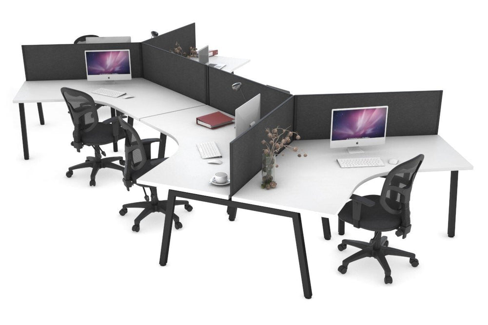 Quadro A Legs 3 Person 120 Degree Office Workstation-black leg moody charcoal (500H x 1200W) 