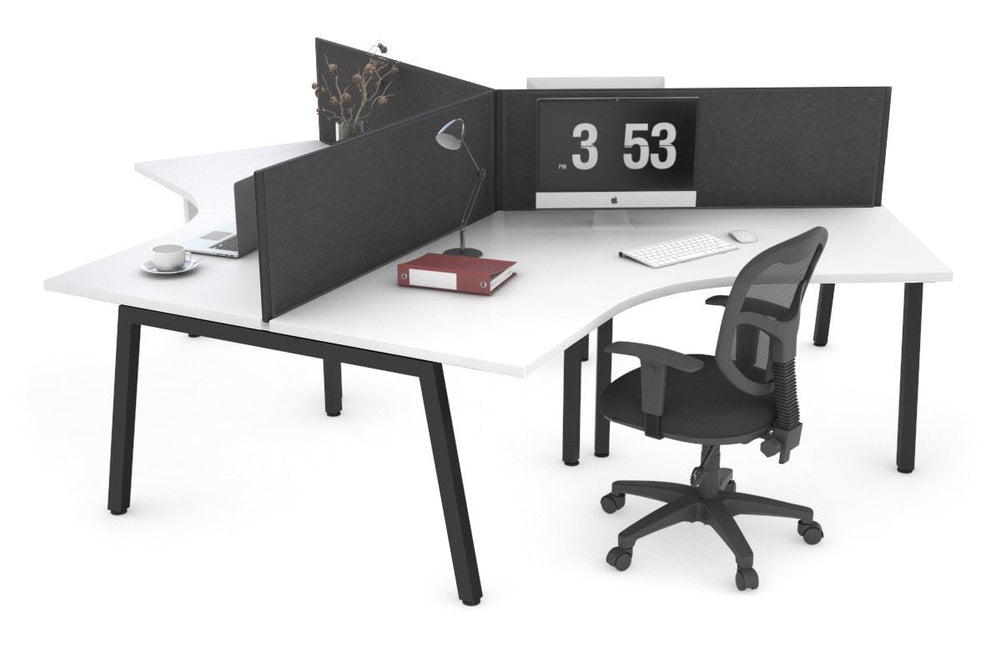 Quadro A Legs 3 Person 120 Degree Office Workstation-black leg moody charcoal (500H x 1200W) 