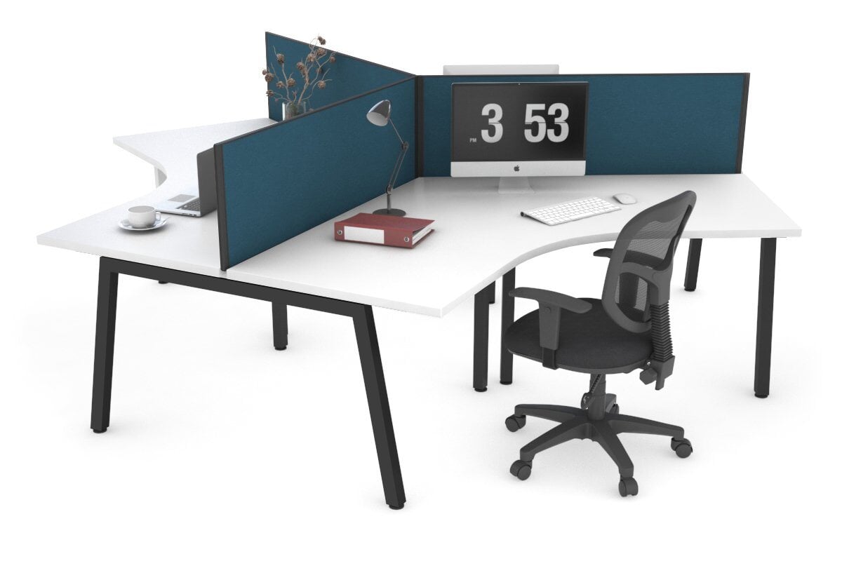 Quadro A Leg 3 Person 120 Degree Office Workstations Jasonl black leg deep blue (500H x 1200W) 