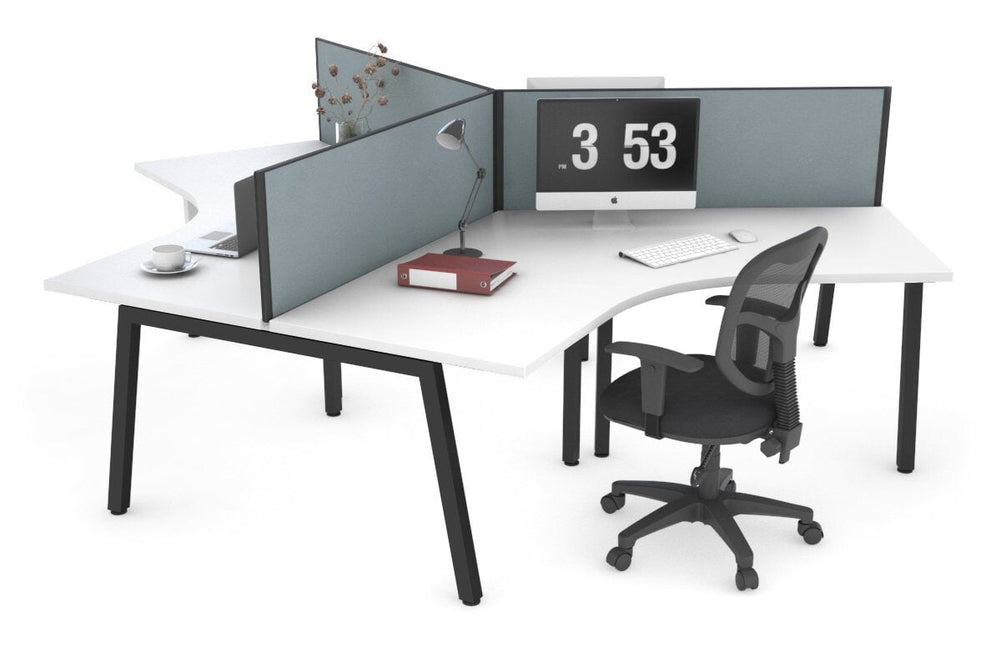 Quadro A Legs 3 Person 120 Degree Office Workstation-black leg cool grey (500H x 1200W) 