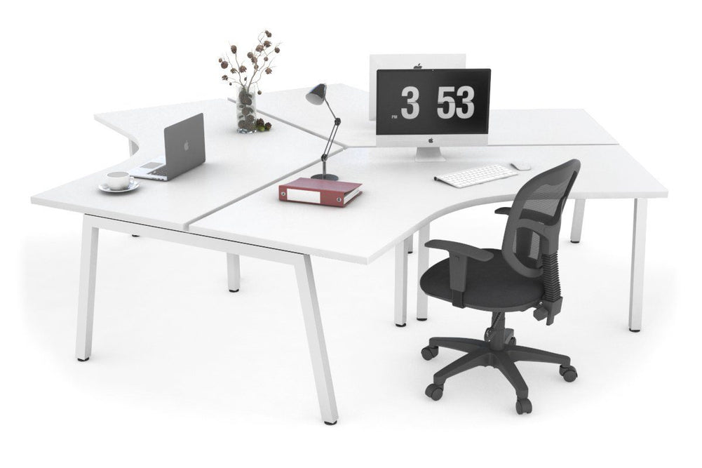 Quadro A Legs 3 Person 120 Degree Office Workstation-white leg none 