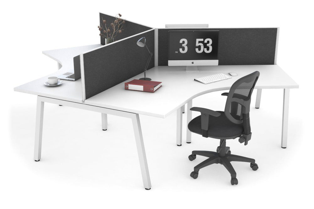 Quadro A Legs 3 Person 120 Degree Office Workstation-white leg moody charcoal (500H x 1200W) 