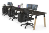 Quadro A Legs 3 Person Run Office Workstation - Wood Legs Cross Beam [1200L x 800W with Cable Scallop] - Thumbnail 12 