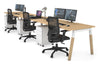 Quadro A Legs 3 Person Run Office Workstation - Wood Legs Cross Beam [1200L x 800W with Cable Scallop] - Thumbnail 3 